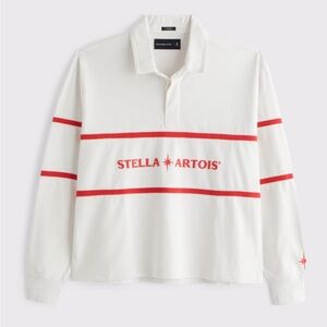 Abercrombie & Fitch Men's S Stella Artois Rugby Polo Jersey in cream